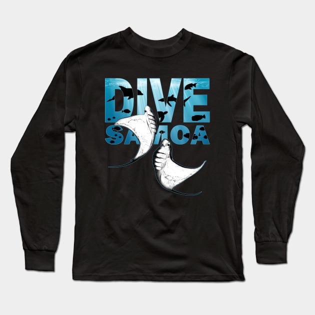 Giant Manta Rays Dive Samoa Long Sleeve T-Shirt by NicGrayTees